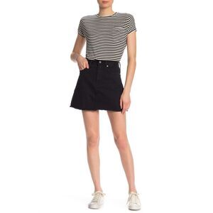 Madewell Black Raw Hem Denim Mini Casual Skirt